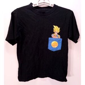 Dragonball Z Toei Animation SS Goku Faux Pocket Boy's T-shirt, Medium, Black